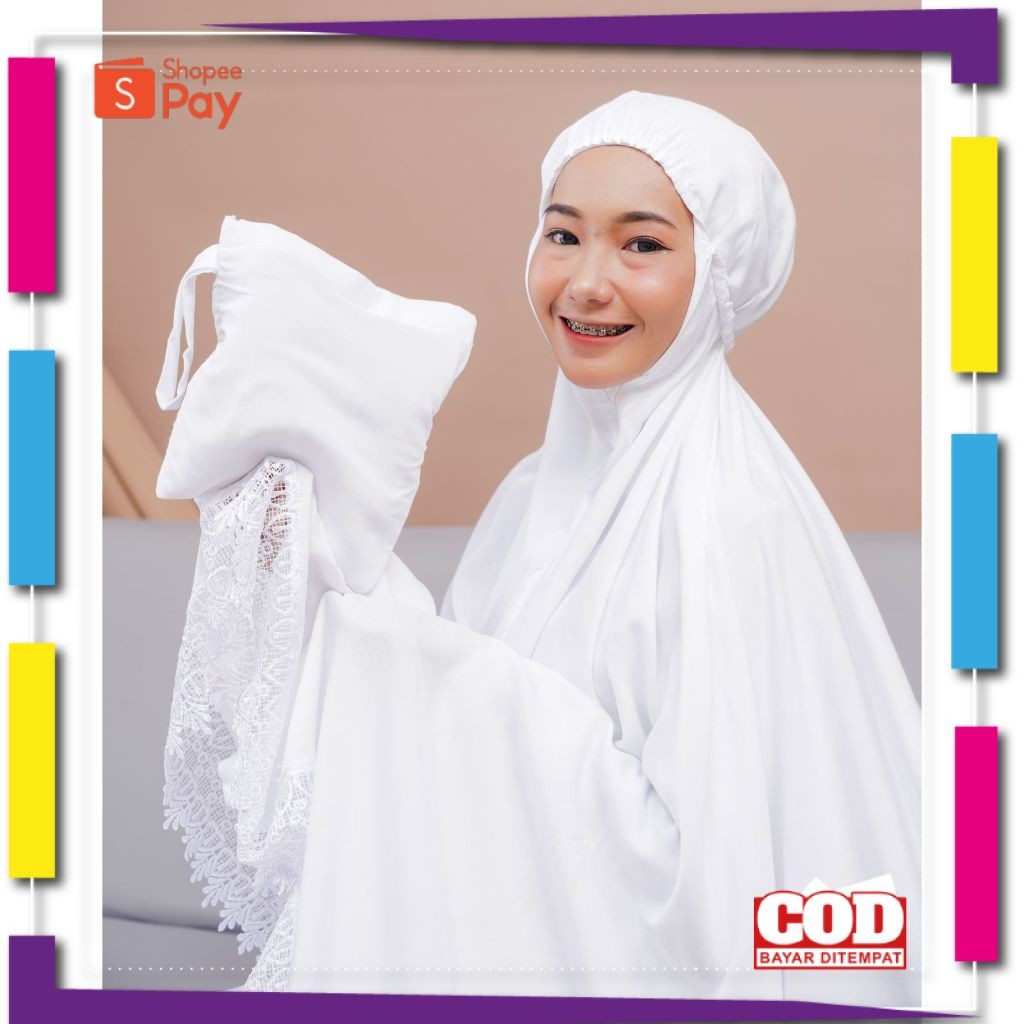[PREMIUM ORIGINAL] Mukena Putih Polos Dewasa Rayon Premium Jumbo JANNAH Renda Mewah