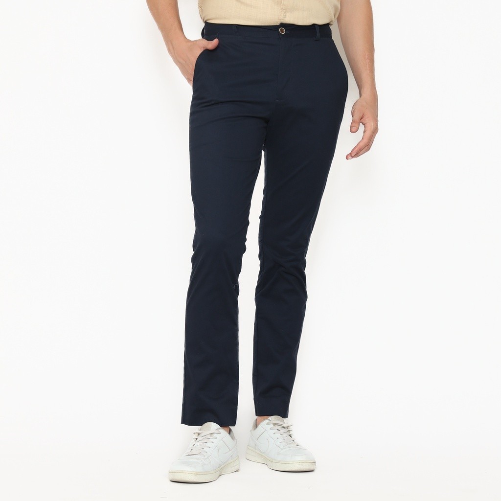 LARUSSO Celana Panjang Pria Chinos Slimfit Stretch Navy