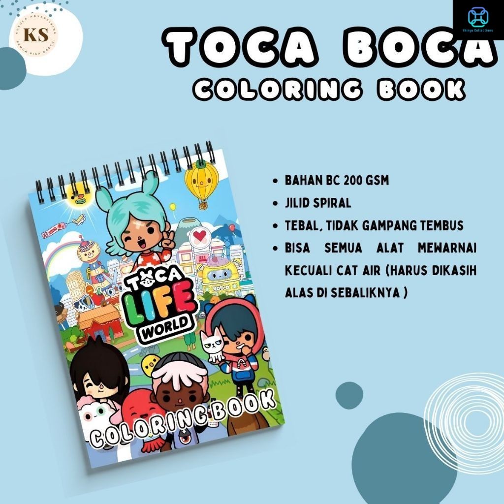 

Toca Boca Coloring Book Buku Mewarnai Anak Remaja Dewasa Aesthetic Kertas Tebal