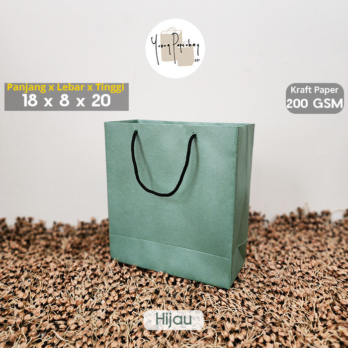 

Paper Bag / Tas Kertas Mini Premium Uk.15x8x18 (1 lsn) - Hijau
