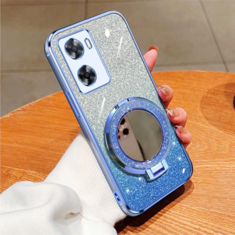 Case OPPO A57 4G A77s Luxury Gliter Premium TPU Ring Holder Mirror