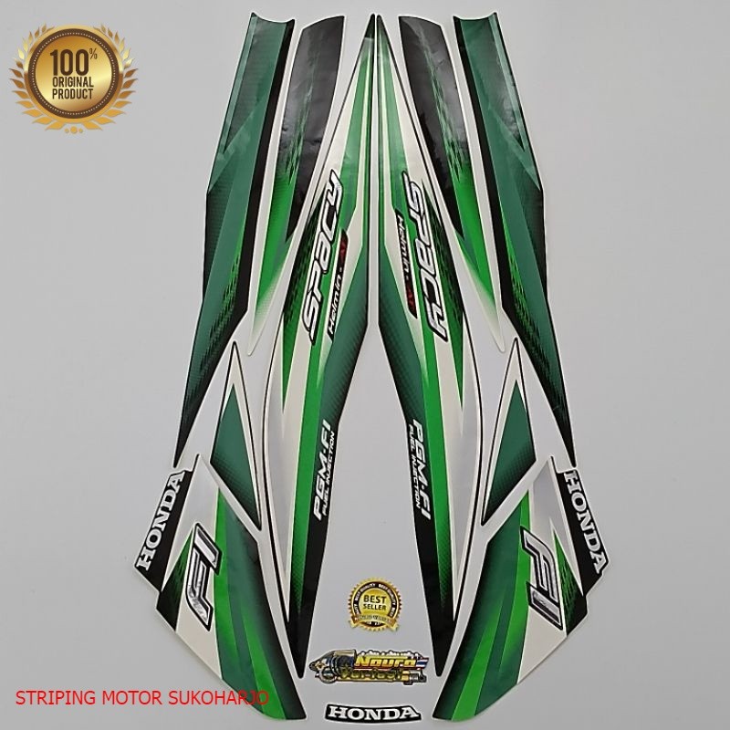 (ORI) striping honda spacy fi 2014 hijau  kualitas original