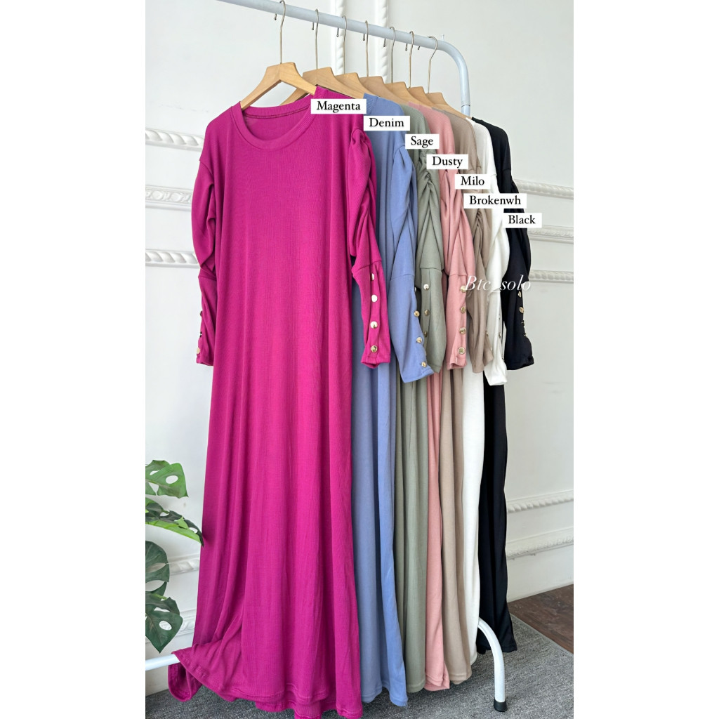 AZ45RF EKSKLUSIF PREMIUM WENDA DRESS RIB KNIT BATWING KANCING GAUN GAMIS DRES ATASAN JUMBO BESAR PAN