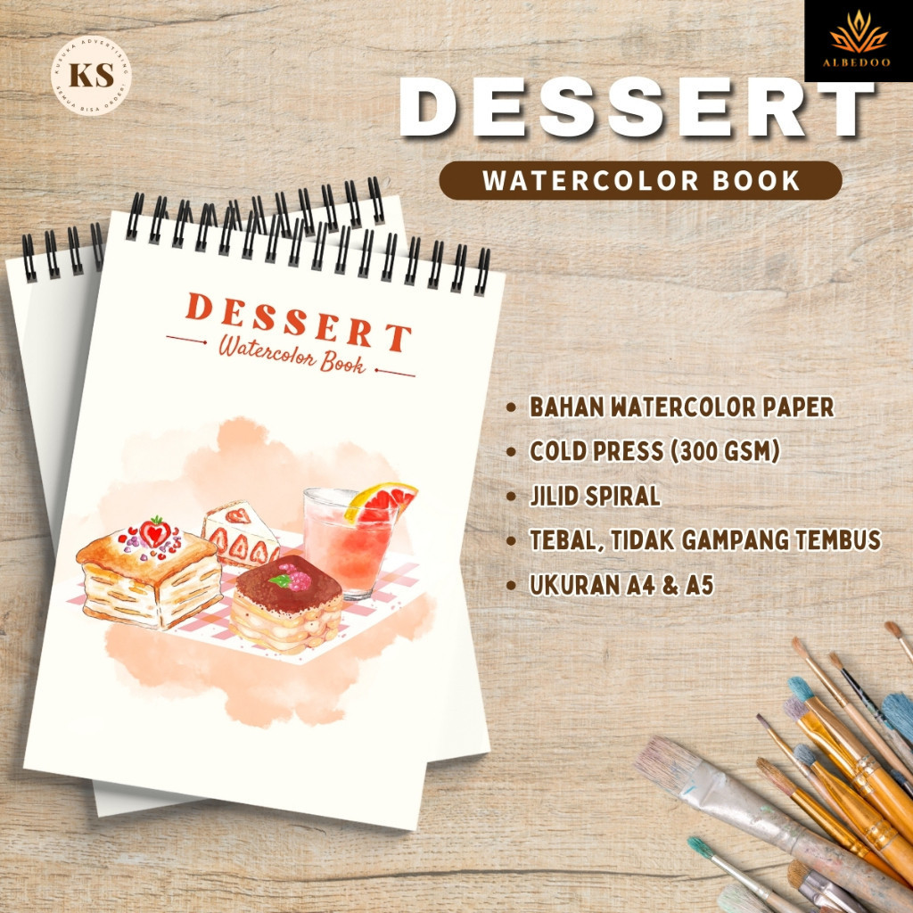 

Watercolor Book Dessert Buku Sketsa Mewarnai Remaja Dewasa Buku Gambar A4 A5 Cold Press 300gsm Acid Free Tebal