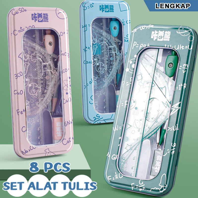 

Paket Jangka Penggaris Busur Sekolah Drafting Set Square Ruler Sekolah/Set 8 Pcs Alat Tulis Sekolah