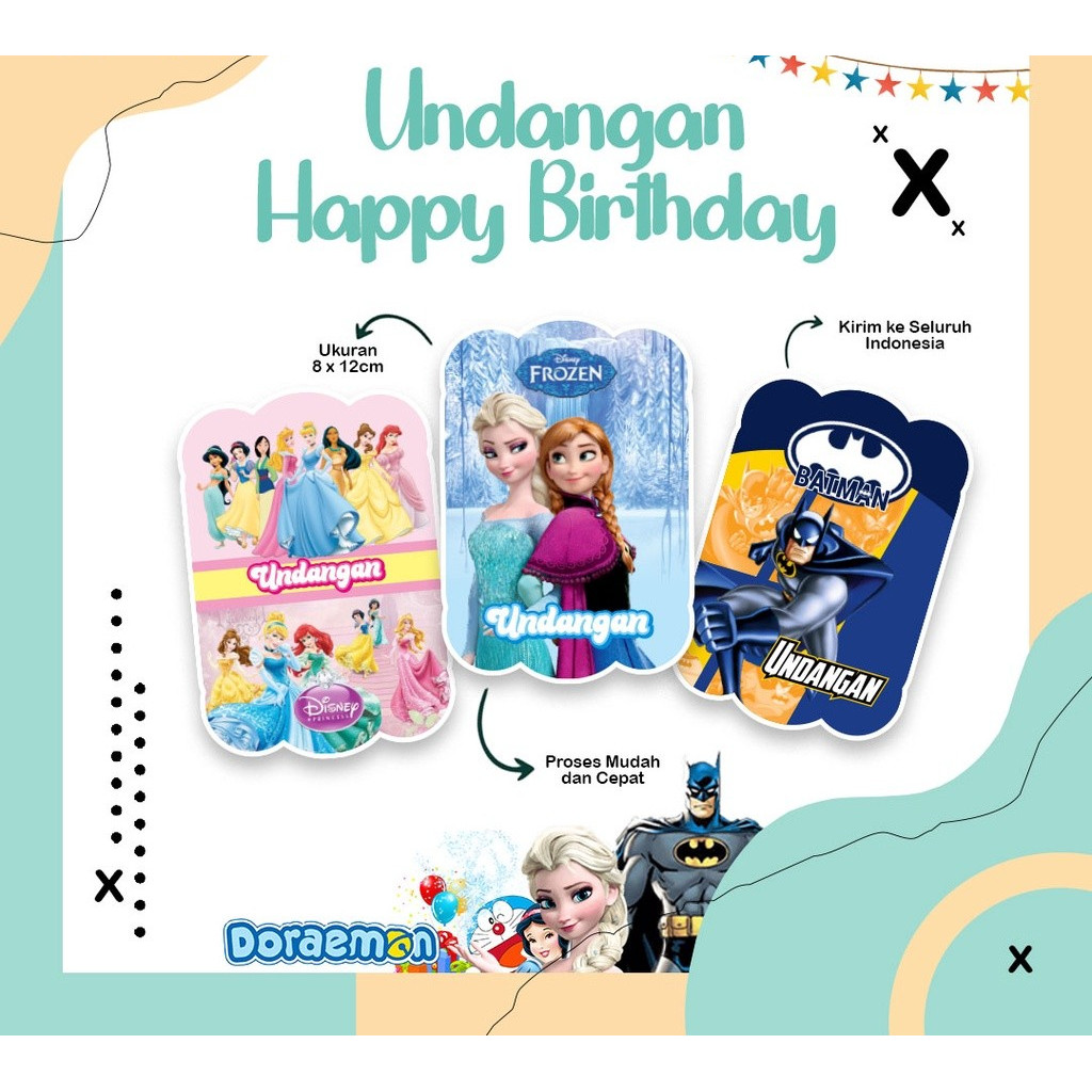 ISI 5 KARTU UNDANGAN ULANG TAHUN ANAK MURAH / KARTU UCAPAN ULTAH HAPPY BIRTHDAY / BIRTHDAY CARD / UN