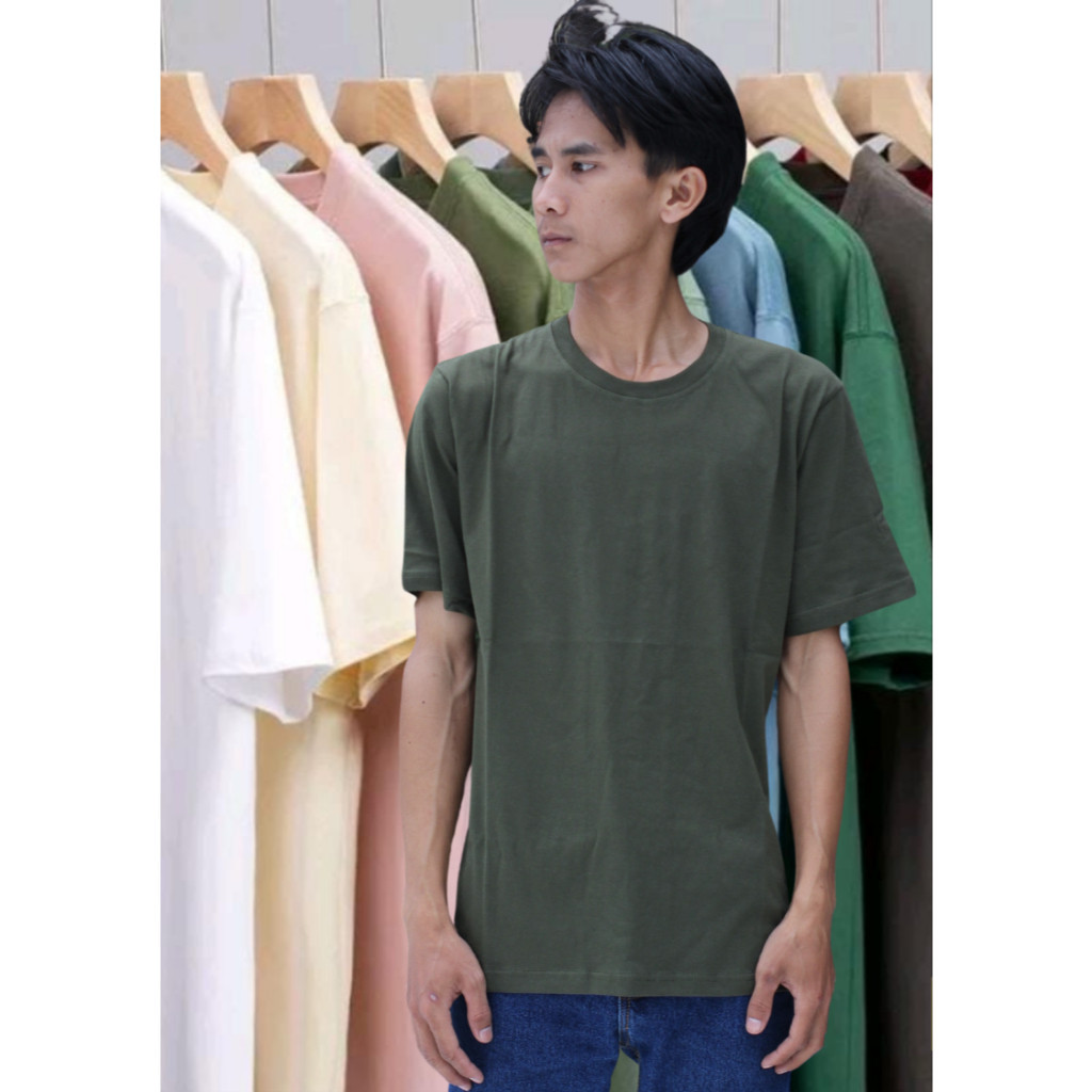 Kaos Lengan Pendek Polos Dewasa Kaos Warna Hijau Army Kaos Dewasa Hijau Army