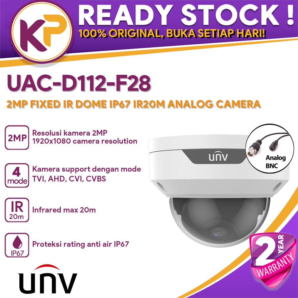 UNV UAC-D112-F28 2MP FIXED IR DOME IP67 IR20M ANALOG CAMERA