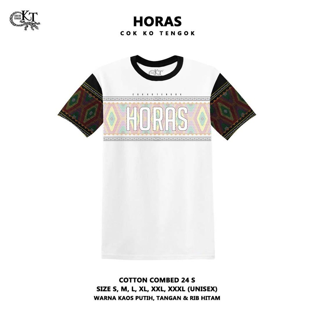 CKT Kaos Batak Horas Motif Ulos H4 Katun Combed 24s Premium Distro