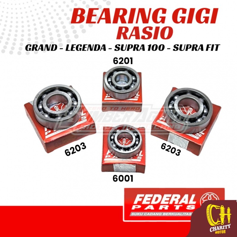 Bearing Gigi Rasio Set 4 Pcs Grand Supra 100 Fit Legenda Revo Lama Karisma Supra X 125 Original Fede