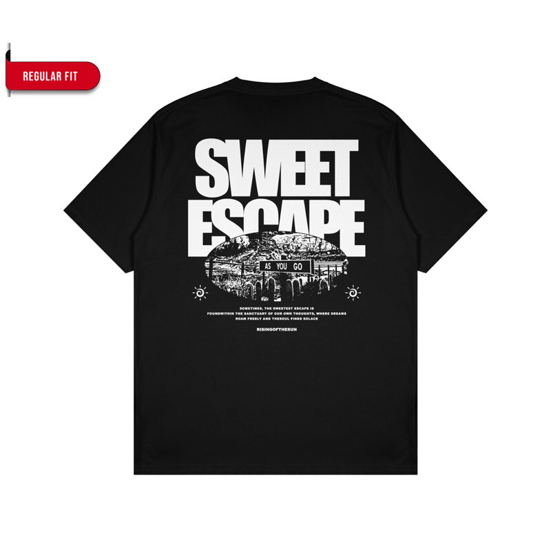 T-shirt Sweet Escape Black Kaos Distro Katun Combed Baju Premium Pakaian Pria Wanita Erigo Roughneck