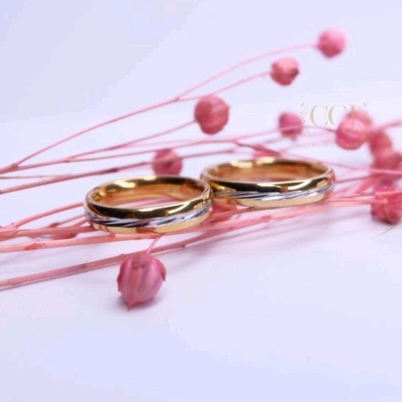 4s Grosir Solo || Cincin Titanium Anti Karat Dan Luntur Warna Gold list Silver || Cincin Couple || C