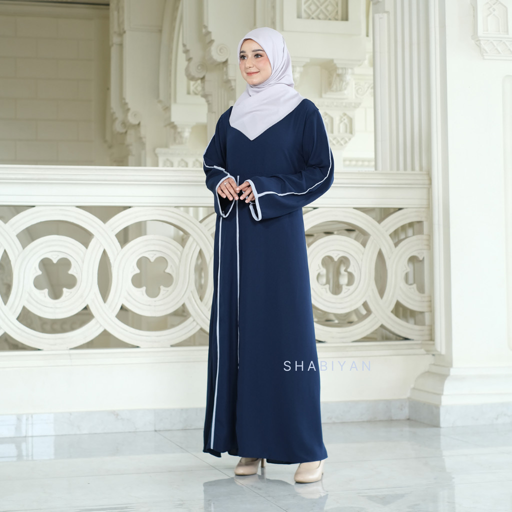 SHABIYAN 586 Dress Gamis Muslim Polos Kombinasi 2 Warna