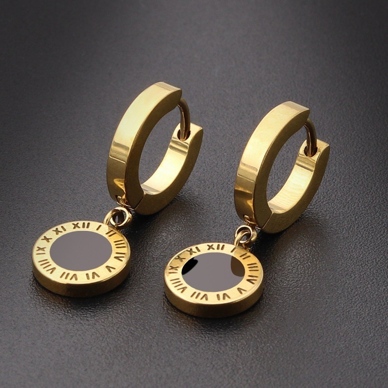 COD Anting-anting Hijau Titanium Wanita Tahan Karat Warna Emas Elegan