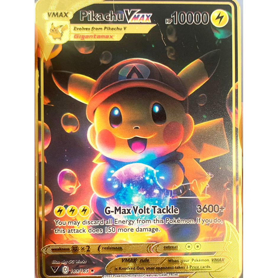 Pokemon Metal Card 10000 Points Arceus Charizard Raichu Super Card Golden English Mewtwo Vmax GX EX 