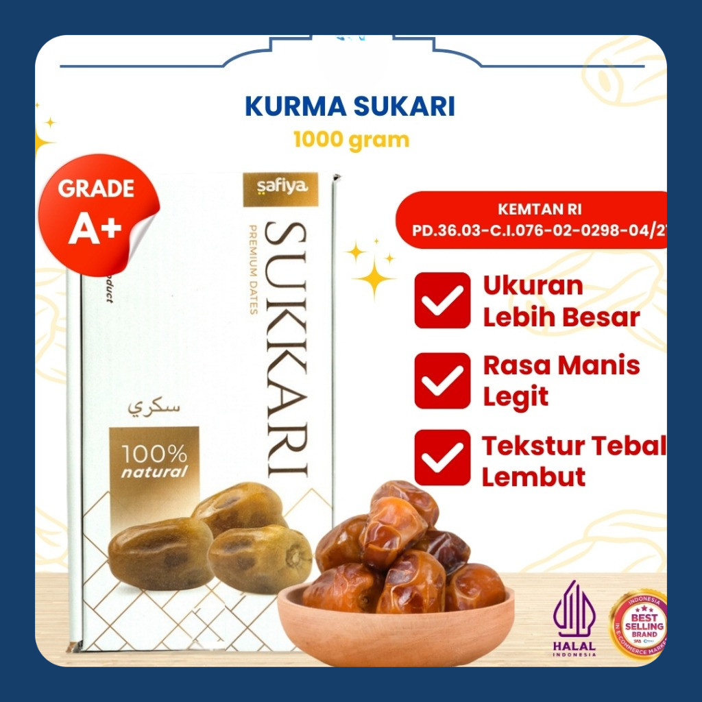 

Kurma Sukari Kurma Raja 1 kg Lembut Manis Legit Premium