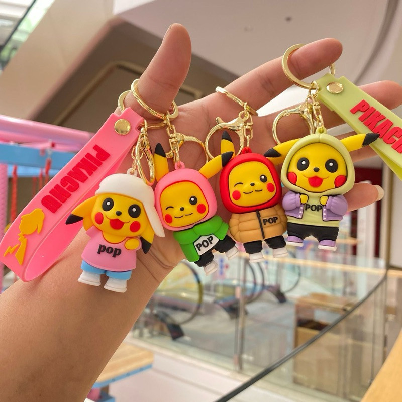 JOY KC01 - Gantungan kunci Pikachu fashion animasi jepang / Souvenir Keychain karakter imut lucu unt