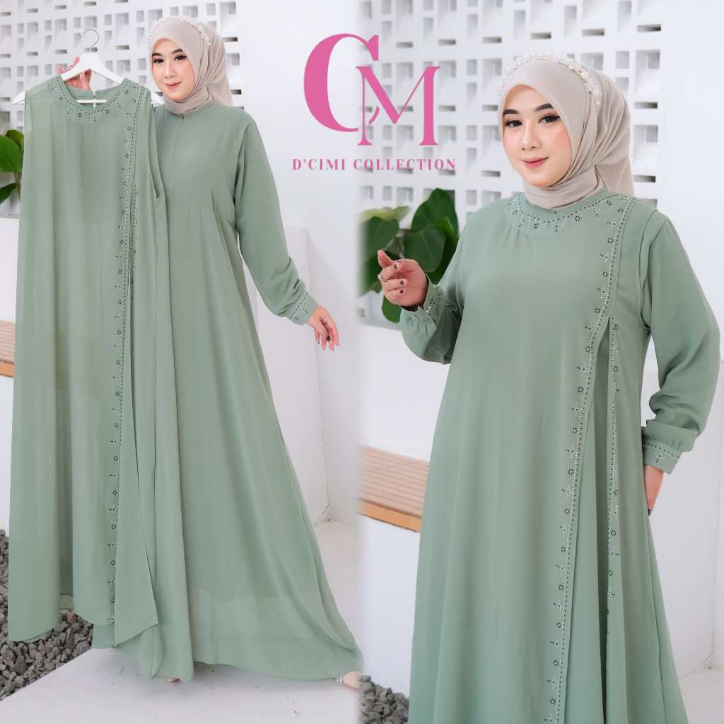 DEVIY BERKAH STORE D'cimi Collection - Natasya Dress Abaya 2in1 Outer dan Gamis Terpisah Ceruty Baby