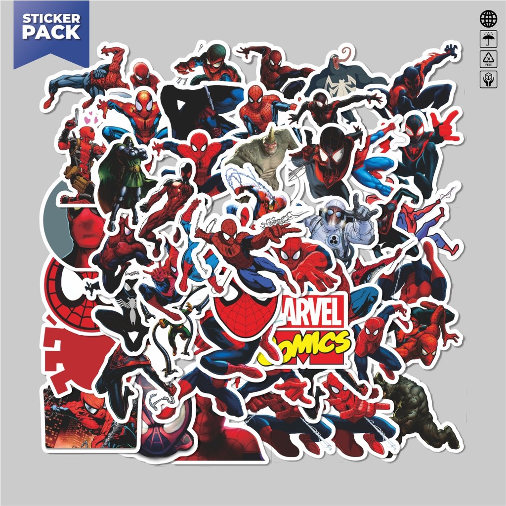 

[100PCS]Stiker Pack Stiker Kartun Marvel Comics Spiderman Aesthetic Vinyl Anti Air Dekorasi Sticker Laptop Buku Journal Koper Helm Casing HP Gitar Helm Skateboard