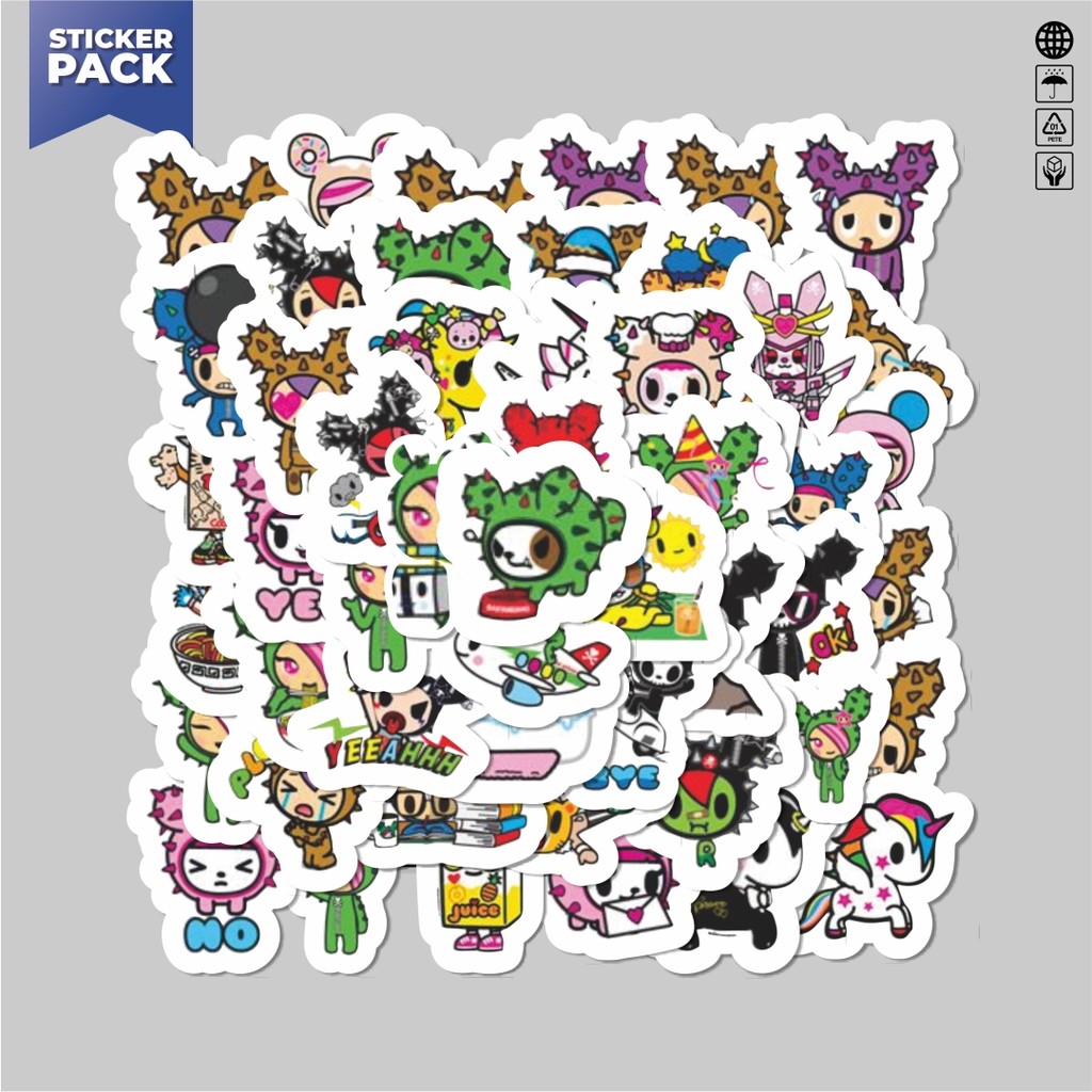 

[100PCS]Stiker Pack Stiker Karakter Tokidoki Aesthetic Vinyl Anti Air Dekorasi Sticker Laptop Buku Journal Koper Helm Casing HP Gitar Helm Skateboard