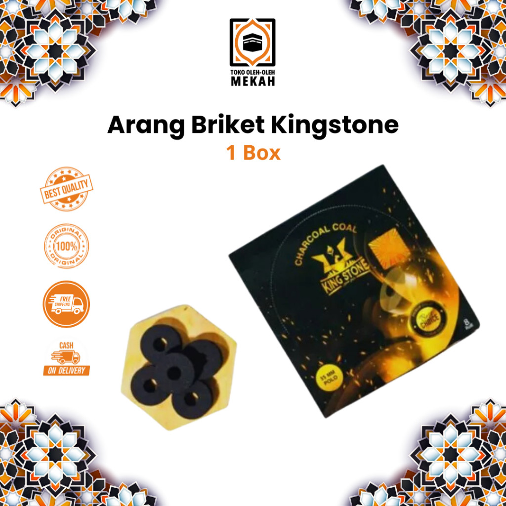 Terlaris Arang Magic Box Arang Briket Kingstone Charcoal Arang untuk Bakar Dupa Arab dan Gaharu Box