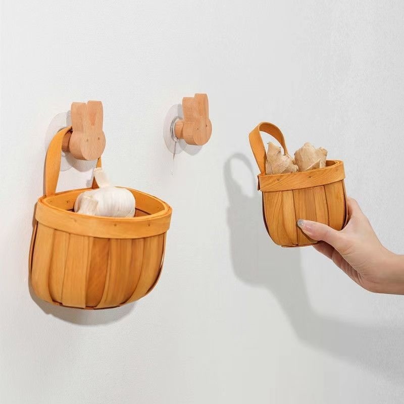Rattan Basket Onion Ginger Garlic Storage Basket Wall-mountedhandwoven Baskets Kitchen Storage Baske