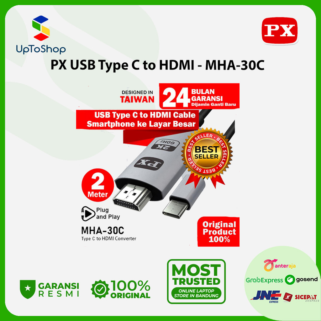 PX MHA-30C USB Type C to HDMI Kabel Converter Smartphone to TV 2M