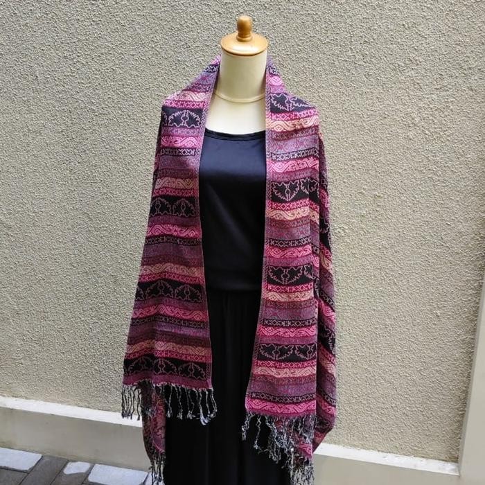 Selma 2 - Syal Batik Wanita Persegi panjang | Pashmina Motif Benang Emas - Kerudung Selendang Hadiah