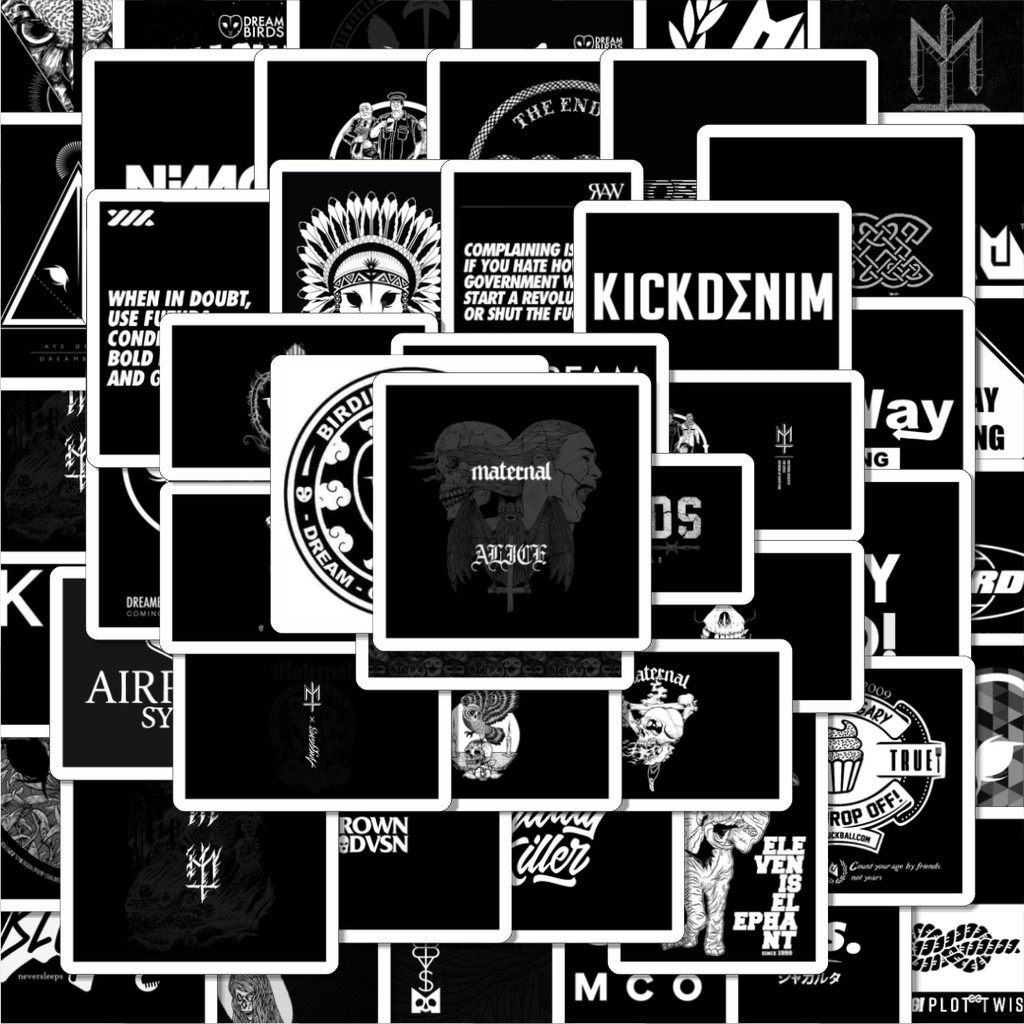 

100PCS Lucu Stiker Random Black & White Versi 7 Stiker Aesthetic Stiker Anti Air Stikers Berperekat Waterproof sticker decal buat Motor Helm Buku Journal Koper Casing HP Laptop Botol Minum Hadiah anak