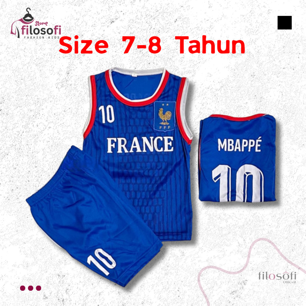 FILOSOFI Setelan Baju Bola Anak Singlet Terbaru/Set Baju Bola Anak/Jersey Bola Anak Termurah - Usia 