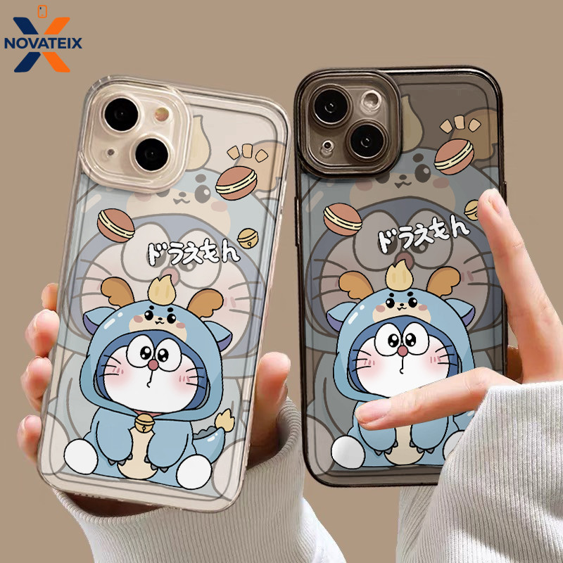 Casing IPhone Doraemon Lucu Transparan Soft Case Fashion Cocok untuk iPhone 11 12 13 14 15 16 Pro Ma