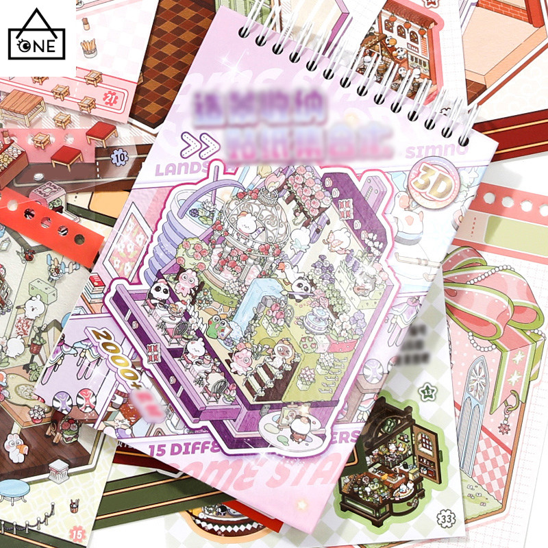 

COD❤Meong Meong Toko Stiker 3D Koleksi Stiker Miniatur Stiker Lanskap Kartun Stiker Tahan Air