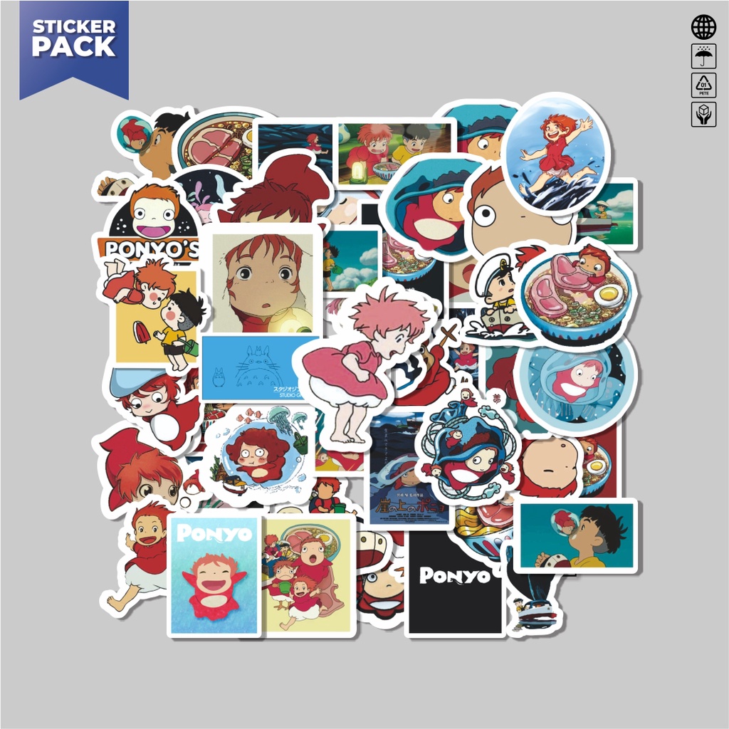 

[100PCS]Stiker Pack Stiker Anime Ghibli Ponyo V3 Aesthetic Vinyl Anti Air Dekorasi Sticker Laptop Buku Journal Koper Helm Casing HP Gitar Helm Skateboard