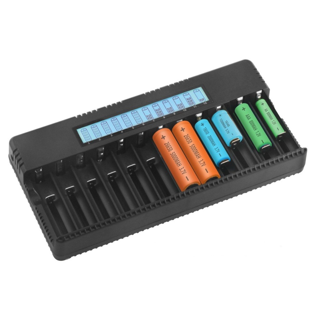 Charger Batre 18650 12 & 20 Slot – Digital Display, Cas Cepat & Aman
