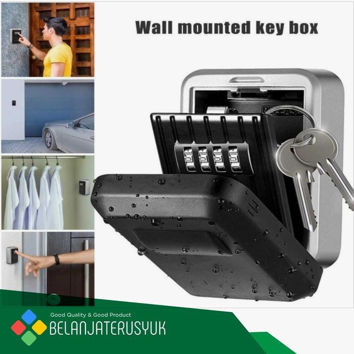 

Wall Mount Key Lock Box 4 Digit Password Code Security Lock No Key BTY