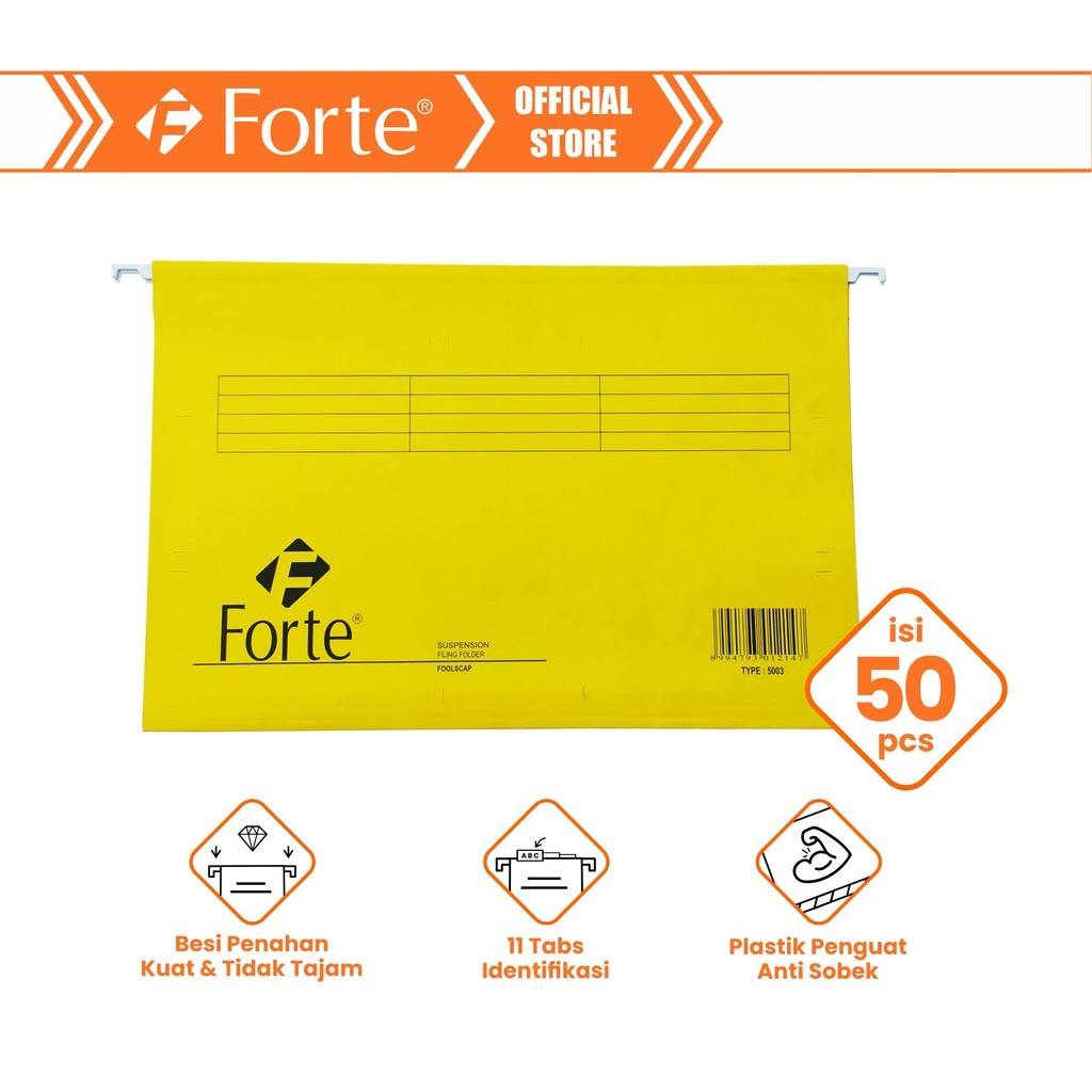 

[Forte] [50pcs] Map Gantung Hangmap Suspension File F4 Yellow