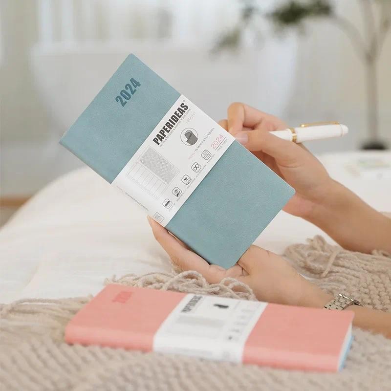 

PAPERIDEAS 48k Soft Leather Notebook with Page Numbers Hand Account Weekly Plan Book 2025 Schedule Book Office Accessories