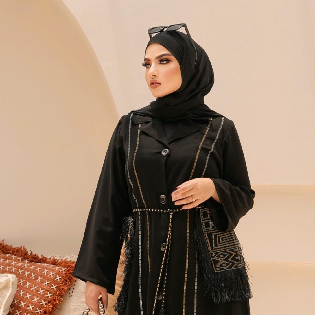gamis abaya saraza tipe mesir Muslim Wanita Dress Dewasa Hitam Syari Pesta Lebaran Remaja