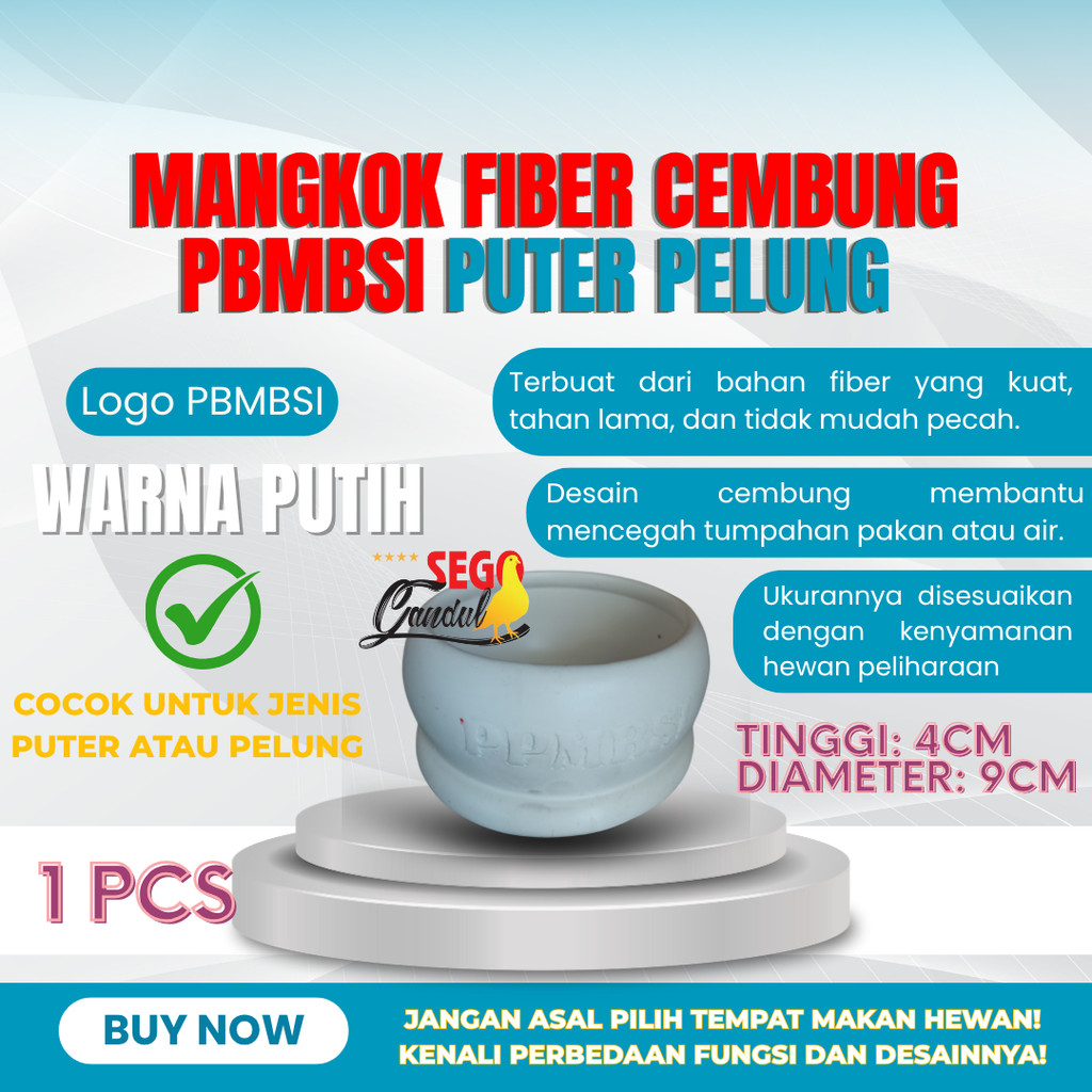 Mangkok Mangkuk Fiber Cembung Logo PBMBSI Merpati Puter Pelung Putih Tempat Makan Minum 1 Pcs