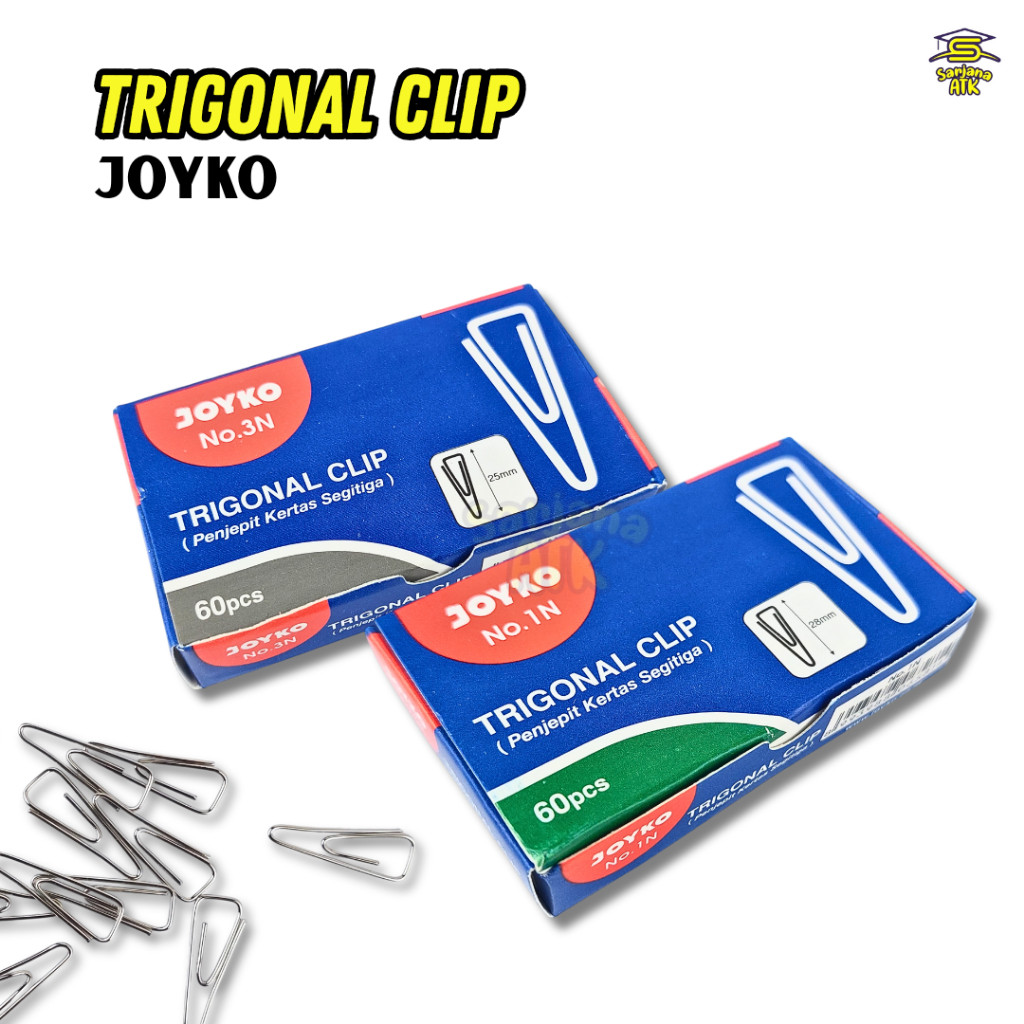 

Trigonal Clip Joyko / Kilp Kertas Besi / Penjepit Kertas Segitiga 60pcs