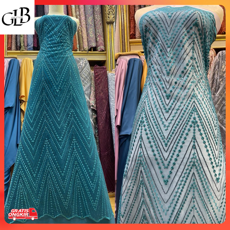 Macam Baju / Bahan Tile piramid Payet Sequin Gamis payet/kain seragam brukat bridesmaids