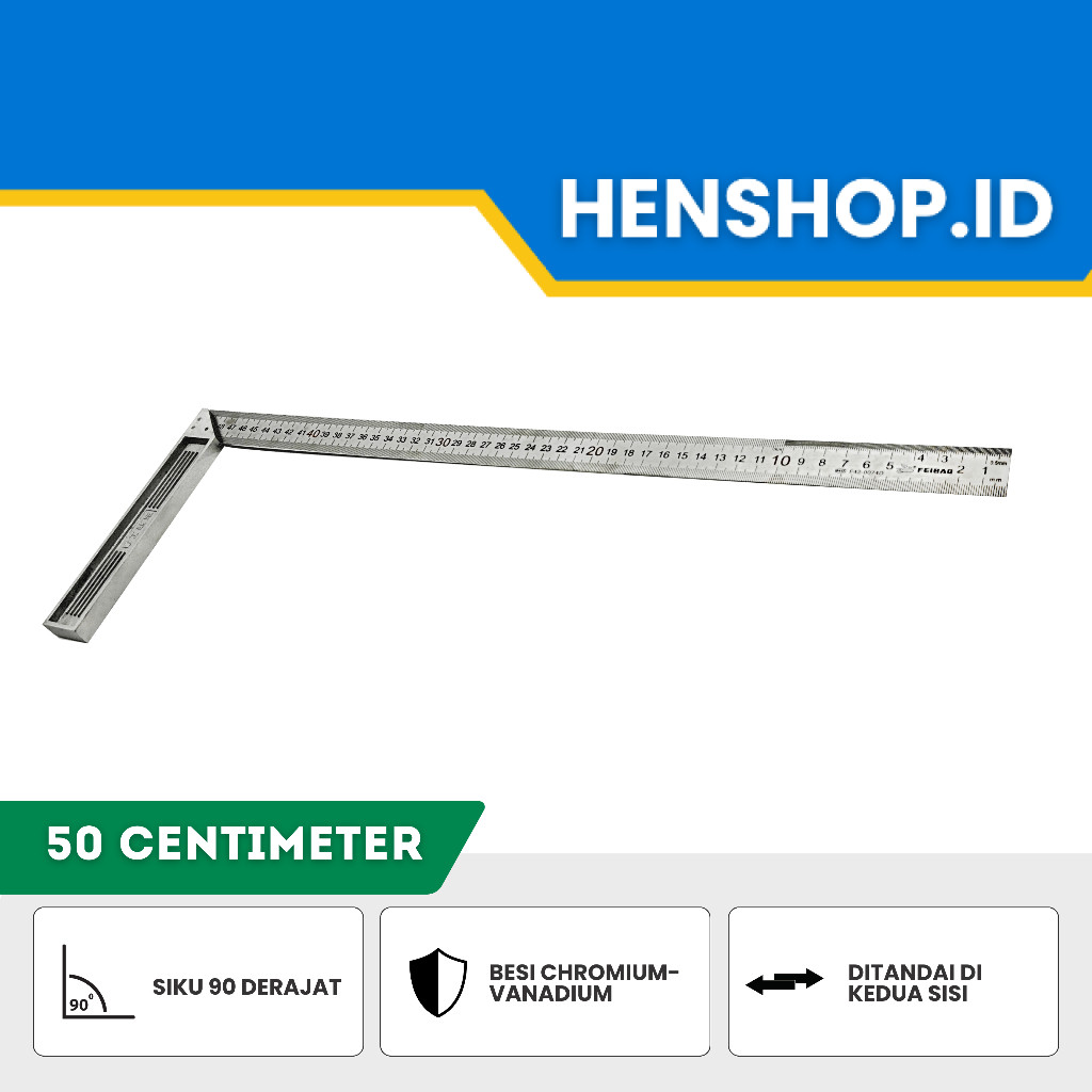 

Feibao Penggaris Siku L 50cm / Steel Angle Ruler / Penggaris Siku Tukang / 50cm / Tools / Alat Perkakas / F42-0074D