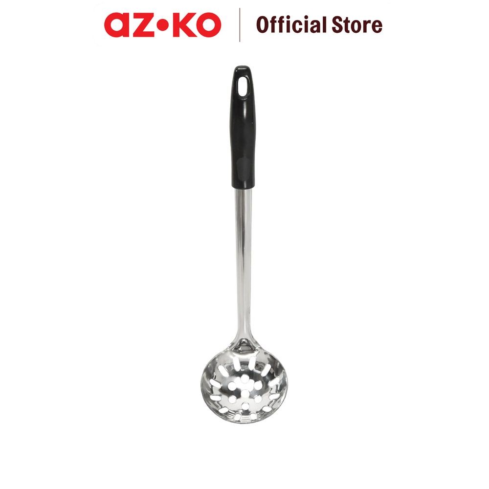 AZKO Krischef Sendok Saring - Hitam Skimmer Spoon Spatula Berlubang Sutil Saringan Pemisah Peralatan