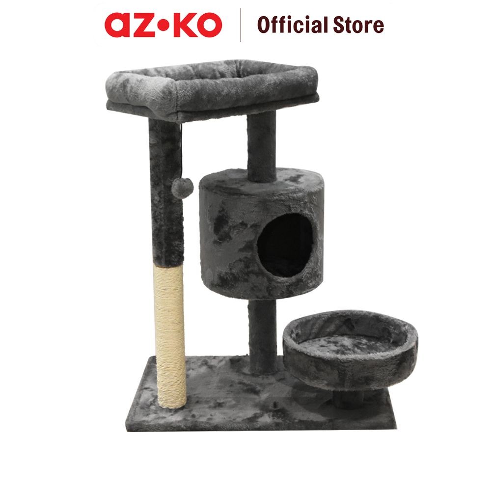 AZKO Paws N Tail 60x40x77 cm Pohon Bermain Kuncing Medium - Abu-Abu Cat Tree Toy Mainan Cakaran Garu