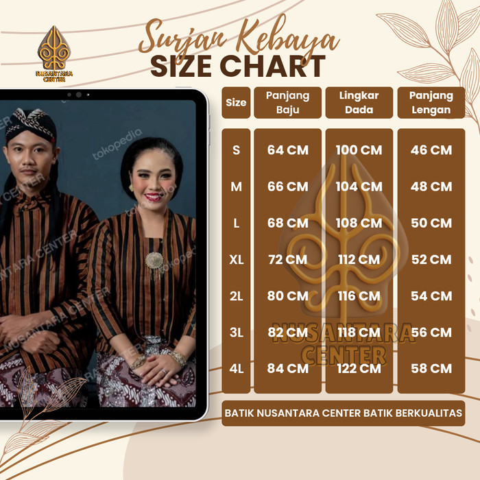laris -Baju Batik Surjan Lurik Bahan Halu Pakaian Adat Jawa Tradisional Jogja - Surjan, 3XL