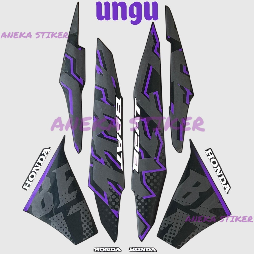 Striping stiker Honda Beat Street 2024 2025 full hitam ungu list motor standar Keren