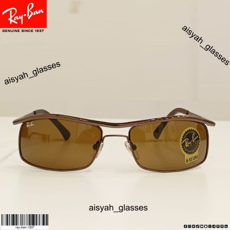 Kacamata Ray Ban Pilot Rb3339 61-17-125 Coklat Lensa Kaca UV400