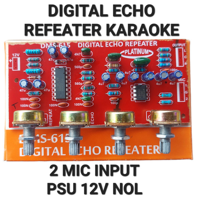 JN99 DMS 615 DIGITAL ECHO KARAOKE 2 MIC 12V DC NOL REFEAT GEMA ORI PLATINUM