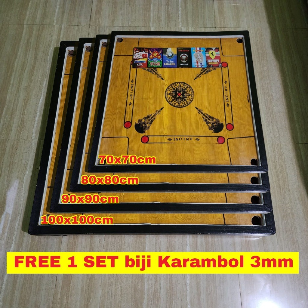XA63 Meja Karambol ukuran 70x70 , 80x80 , 90x90 , 100x100 FREE 1 SET BIJI KARAMBOL Dan Free 1 Botol 