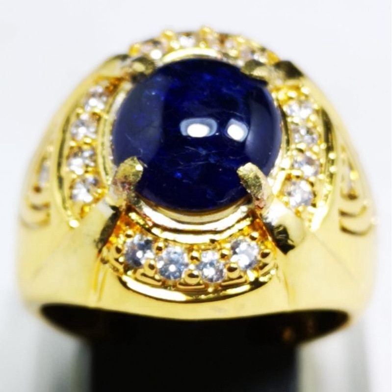 BATU CINCIN PRIA BLUE SAFIR ASLI NATURAL SIAP PAKAI